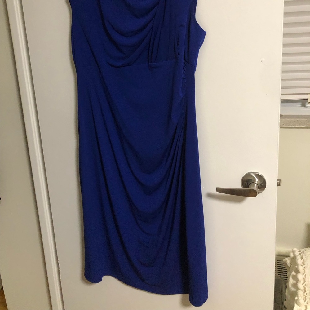 Elegant Royal Blue Draped Womens Dress